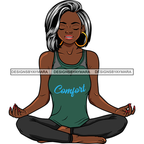 Afro Lola Meditation Meditate Yoga Relax Inhale Exhale Stress Free .SVG Cutting Files For Silhouette and Cricut and More!