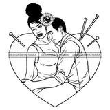 Afro Power Couple Man Woman Relationships Together Soulmates Portrait Melanin Romance Affection True Love SVG JPG PNG Vector Clipart Cricut Silhouette Cut Cutting