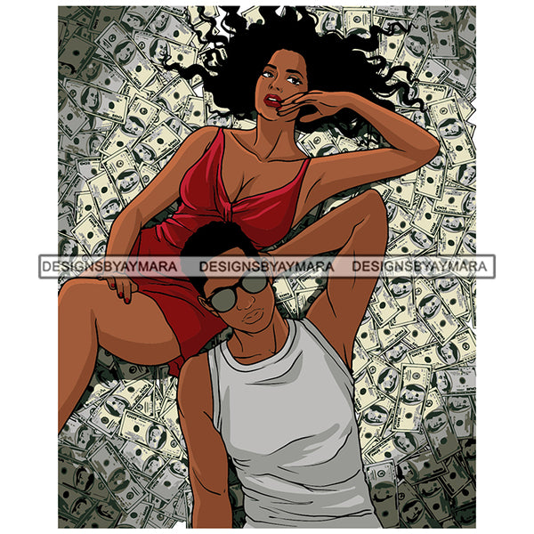 Afro Power Couple Man Woman Relationships Together Soulmates Portrait Melanin Romance Affection True Love SVG JPG PNG Vector Clipart Cricut Silhouette Cut Cutting