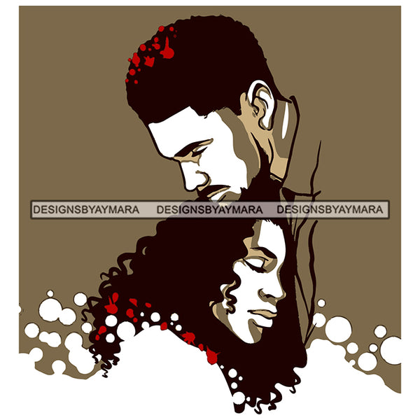 Afro Power Couple Man Woman Relationships Together Soulmates Portrait Melanin Romance Affection True Love SVG JPG PNG Vector Clipart Cricut Silhouette Cut Cutting