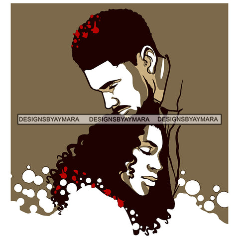 Afro Power Couple Man Woman Relationships Together Soulmates Portrait Melanin Romance Affection True Love SVG JPG PNG Vector Clipart Cricut Silhouette Cut Cutting