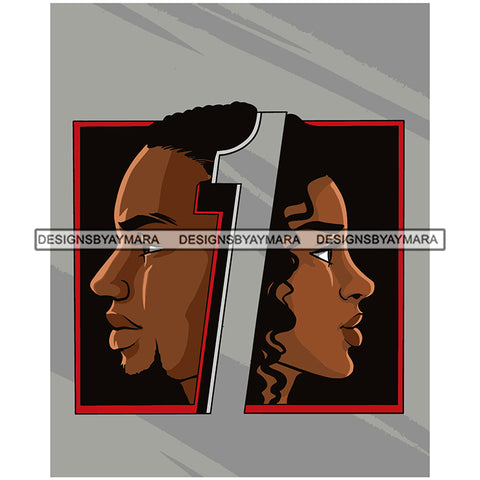 Afro Power Couple Man Woman Relationships Together Soulmates Portrait Melanin Romance Affection True Love SVG JPG PNG Vector Clipart Cricut Silhouette Cut Cutting