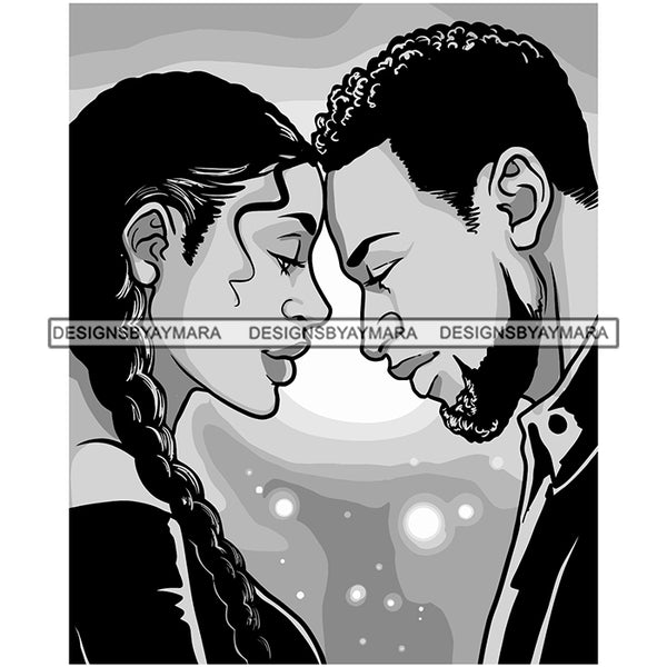 Afro Power Couple Man Woman Relationships Together Soulmates Portrait Melanin Romance Affection True Love SVG JPG PNG Vector Clipart Cricut Silhouette Cut Cutting