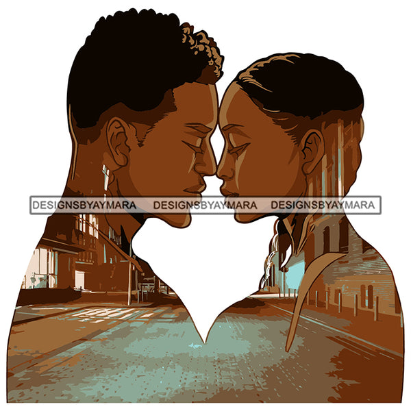 Afro Power Couple Man Woman Relationships Together Soulmates Portrait Melanin Romance Affection True Love SVG JPG PNG Vector Clipart Cricut Silhouette Cut Cutting