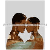 Afro Power Couple Man Woman Relationships Together Soulmates Portrait Melanin Romance Affection True Love SVG JPG PNG Vector Clipart Cricut Silhouette Cut Cutting