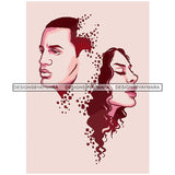 Afro Power Couple Man Woman Relationships Together Soulmates Portrait Melanin Romance Affection True Love SVG JPG PNG Vector Clipart Cricut Silhouette Cut Cutting