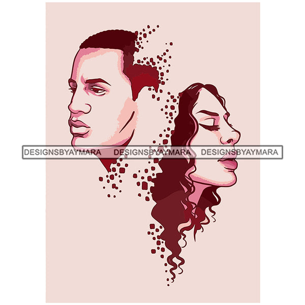 Afro Power Couple Man Woman Relationships Together Soulmates Portrait Melanin Romance Affection True Love SVG JPG PNG Vector Clipart Cricut Silhouette Cut Cutting
