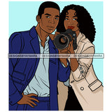 Afro Power Couple Man Woman Relationships Together Soulmates Portrait Melanin Romance Affection True Love SVG JPG PNG Vector Clipart Cricut Silhouette Cut Cutting