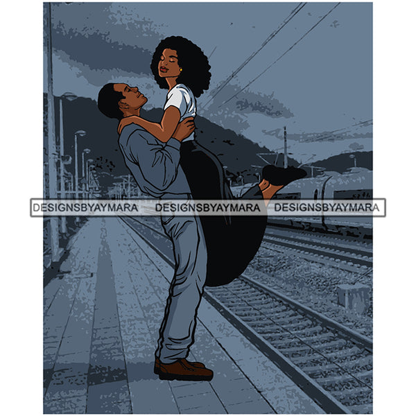Afro Power Couple Man Woman Relationships Together Soulmates Portrait Melanin Romance Affection True Love SVG JPG PNG Vector Clipart Cricut Silhouette Cut Cutting