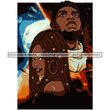 Afro Power Couple Man Woman Relationships Together Soulmates Portrait Melanin Romance Affection True Love SVG JPG PNG Vector Clipart Cricut Silhouette Cut Cutting