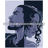 Afro Power Couple Man Woman Relationships Together Soulmates Portrait Melanin Romance Affection True Love SVG JPG PNG Vector Clipart Cricut Silhouette Cut Cutting