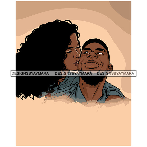 Afro Power Couple Man Woman Relationships Together Soulmates Portrait Melanin Romance Affection True Love SVG JPG PNG Vector Clipart Cricut Silhouette Cut Cutting
