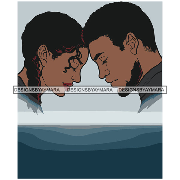Afro Power Couple Man Woman Relationships Together Soulmates Portrait Melanin Romance Affection True Love SVG JPG PNG Vector Clipart Cricut Silhouette Cut Cutting