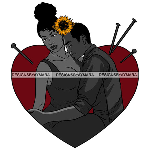 Afro Power Couple Man Woman Relationships Together Soulmates Portrait Melanin Romance Affection True Love SVG JPG PNG Vector Clipart Cricut Silhouette Cut Cutting