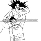 Afro Power Couple Man Woman Relationships Together Soulmates Portrait Melanin Romance Affection True Love SVG JPG PNG Vector Clipart Cricut Silhouette Cut Cutting