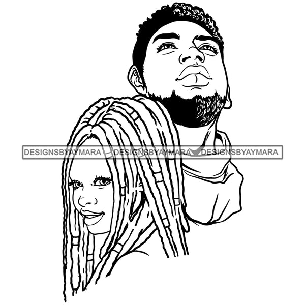 Afro Power Couple Man Woman Relationships Together Soulmates Portrait Melanin Romance Affection True Love SVG JPG PNG Vector Clipart Cricut Silhouette Cut Cutting