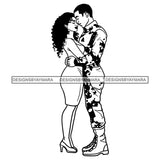 Afro Power Couple Man Woman Relationships Together Soulmates Portrait Melanin Romance Affection True Love SVG JPG PNG Vector Clipart Cricut Silhouette Cut Cutting