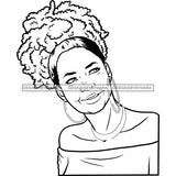 Afro Woman Mature Portrait Nubian Classy Flawless Puffy Up Do Hairstyle B/W SVG JPG PNG Designs Cricut Silhouette Cut Cuttings