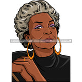Afro Woman Mature Portrait Nubian Classy Flawless Grey Short Hairstyle SVG JPG PNG Designs Cricut Silhouette Cut Cuttings