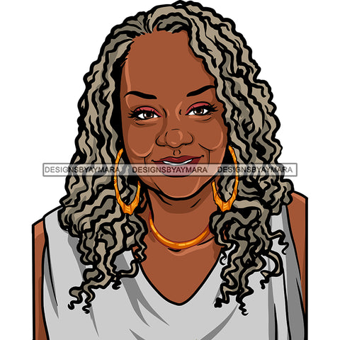 Afro Woman Mature Portrait Nubian Classy Flawless Earrings Necklace Black Magic Grey Curly Hairstyle SVG JPG PNG Designs Cricut Silhouette Cut Cuttings