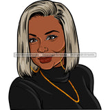 Afro Woman Mature Portrait Nubian Classy Flawless Black Magic Grey Short Straight Hairstyle SVG JPG PNG Designs Cricut Silhouette Cut Cuttings