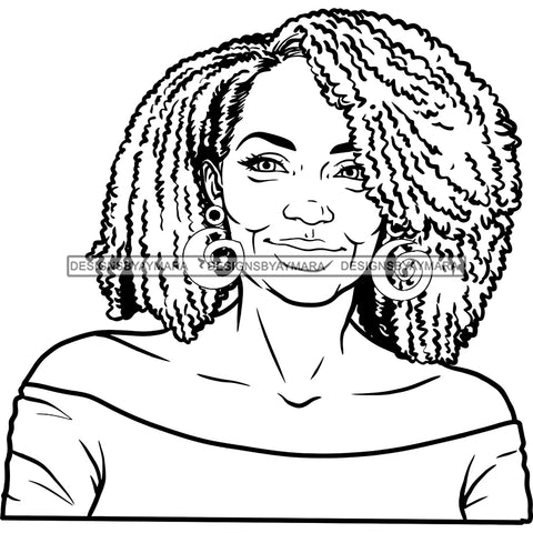 Afro Woman Mature Portrait Nubian Classy Flawless Black Magic Afro Hairstyle B/W SVG JPG PNG Designs Cricut Silhouette Cut Cuttings