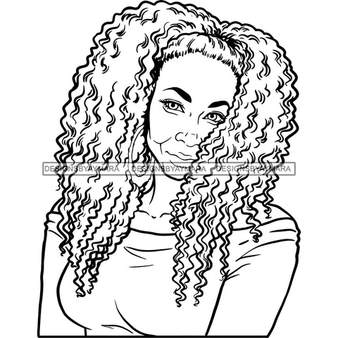 Afro Woman Mature Portrait Nubian Classy Flawless Hoop Earrings Puffy Afro Hairstyle B/W SVG JPG PNG Designs Cricut Silhouette Cut Cuttings