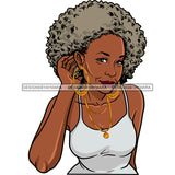 Afro Woman Mature Portrait Nubian Classy Flawless Hoop Earrings Necklace Black Magic Grey Afro Hairstyle SVG JPG PNG Designs Cricut Silhouette Cut Cuttings