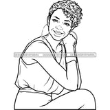 Afro Woman Mature Portrait Nubian Classy Flawless Short Hairstyle B/W SVG JPG PNG Designs Cricut Silhouette Cut Cuttings