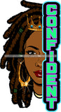 Afro Black Woman Half Face Queen Crown Confident Quote Hoop Earrings Dreadlocks Hairstyle SVG JPG PNG Cutting Files For Silhouette Cricut More