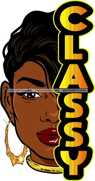 Classy Black Hot Woman Face Golden Gold Shining Earrings Necklace Lipstick Makeup Stylish Straight Short Hairs Hair Classy Mature Girl Magic Melanin Nubian African American Lady SVG JPG PNG Vector Clipart Cricut Silhouette Cut Cutting