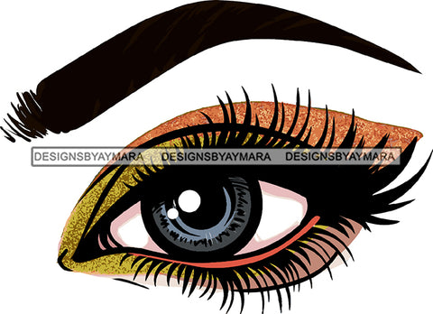 Beautiful Eye Multi Shade Gray Lenz Long Eyebrow Sharp Eyeliner Eyes Makeup SVG JPG PNG Vector Clipart Cricut Silhouette Cut Cutting