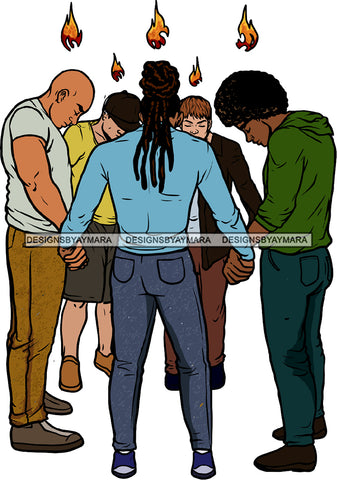 Black Men Group Praying Holding Hands Curly Blonde Hairs Hair Bald Head Boy Pray Hands Closed Eyes Classy Mature Melanin Nubian African American SVG JPG PNG Vector Clipart Cricut Silhouette Cut Cutting
