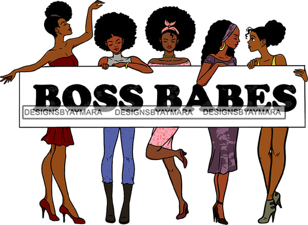 Sexy Women Together Boss Babe Quote Melanin Nubian Divas Queens Heels SVG JPG PNG Vector Clipart Cricut Silhouette Cut Cutting