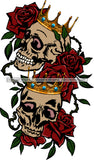 Skull Art Skeleton Heads Red Roses Crowns Headpiece SVG JPG PNG Clipart Cricut Silhouette Cut Cutting