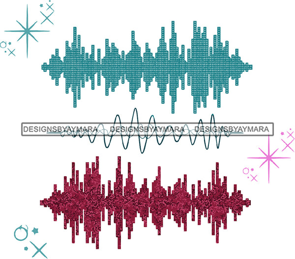Music Waves Nodes Analog Blue Green Node Music Lover Songs Song Lovers Noise Sound SVG JPG PNG Vector Clipart Cricut Silhouette Cut Cutting