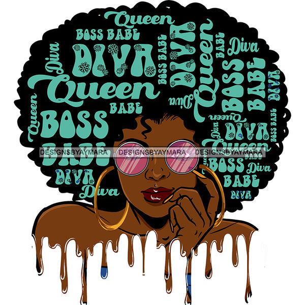 Dripping Sassy Black Woman Boss Babe Diva JPG PNG  Clipart Cricut Silhouette Cut Cutting