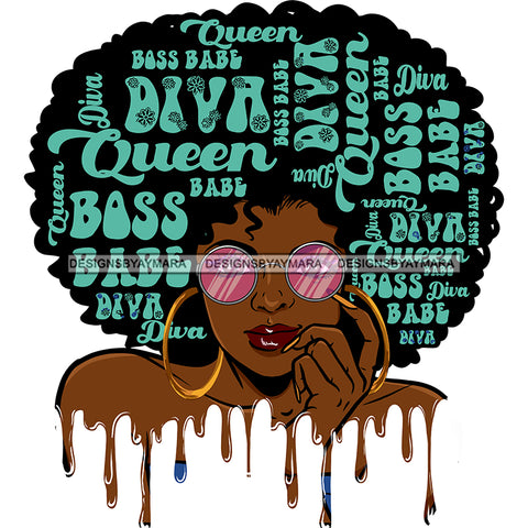 Dripping Sassy Black Woman Boss Babe Diva JPG PNG  Clipart Cricut Silhouette Cut Cutting