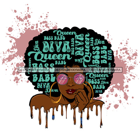 Dripping Sassy Black Woman Boss Babe Diva Splash Of Color JPG PNG  Clipart Cricut Silhouette Cut Cutting