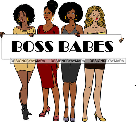 Sexy Women Together Boss Babe Quote Melanin Nubian Divas Queens Heels SVG JPG PNG Vector Clipart Cricut Silhouette Cut Cutting