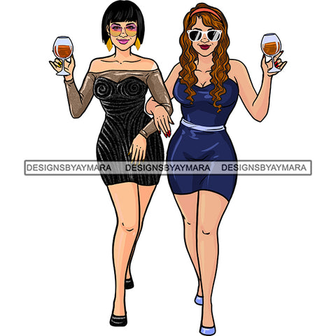 Best Friends Drinks Besties 2 Ladies JPG PNG  Clipart Cricut Silhouette Cut Cutting