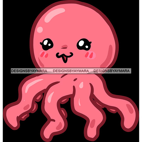 Smiling Pink Octopus JPG PNG  Clipart Cricut Silhouette Cut Cutting