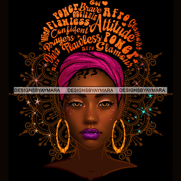 Black Woman Words In Hair Flawless Golden Headwrap JPG PNG  Clipart Cricut Silhouette Cut Cutting