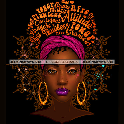 Black Woman Words In Hair Flawless Golden Headwrap JPG PNG  Clipart Cricut Silhouette Cut Cutting