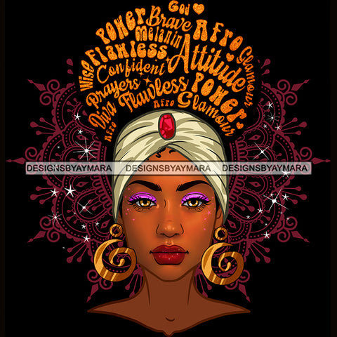 Black Woman Gold Words In Hair Flawless Cream Headwrap JPG PNG  Clipart Cricut Silhouette Cut Cutting