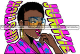 Lipstick Junkie Black Woman Wearing Purple Dress Googles Glasses Golden Gold Earrings Makeup Curly Hairs Hair Boy Cut Style Classy Mature Girl Magic Melanin Nubian African American Lady SVG JPG PNG Vector Clipart Cricut Silhouette Cut Cutting