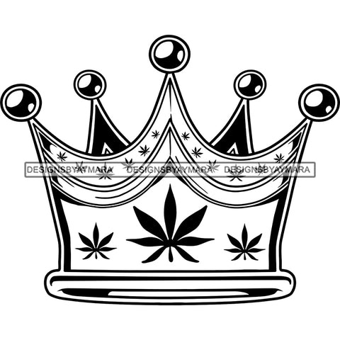Marijuana King Crown Smoking Enjoying Weed Joint Lifestyle Logo Illustration B/W SVG JPG PNG Vector Clipart Cricut Silhouette Cut Cutting