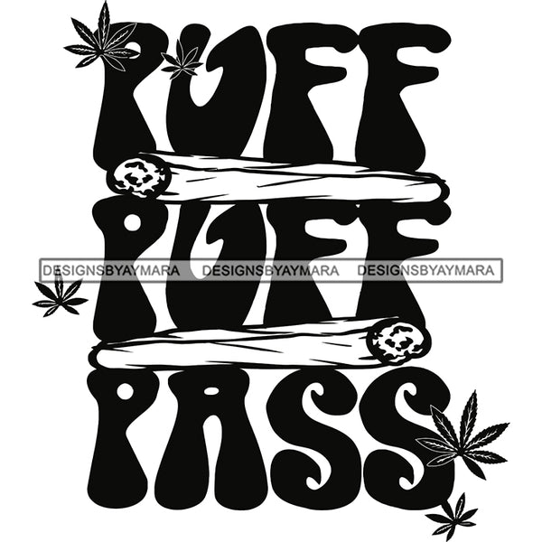 Joints Marijuana Leaves Smoking Recreational Medicinal Drug Logo Banner B/W SVG JPG PNG Vector Clipart Cricut Silhouette Cut Cutting