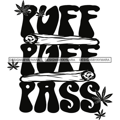 Joints Marijuana Leaves Smoking Recreational Medicinal Drug Logo Banner B/W SVG JPG PNG Vector Clipart Cricut Silhouette Cut Cutting