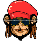 Monkey Hat Dreadlocks Sunglasses Medicinal Recreational Lifestyle SVG JPG PNG Vector Clipart Cricut Silhouette Cut Cutting